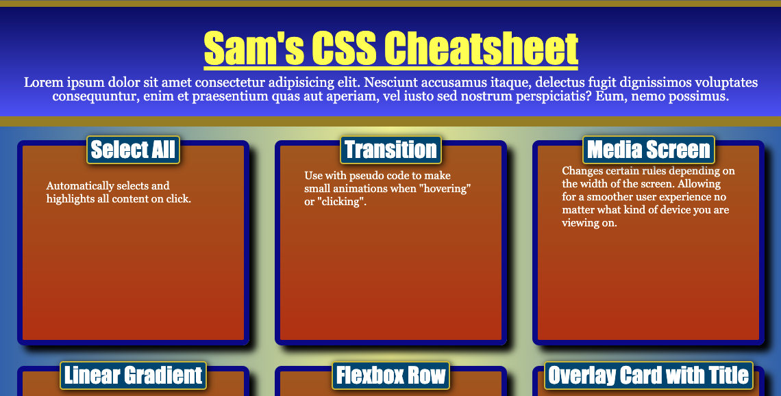 Sam's CSS Cheatsheet